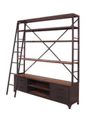 Bookshelves Corner Bookshelf - 74" X 29" X 83" Sandy Gray Metal Tube Bookcase With Ladder HomeRoots
