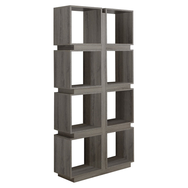 Bookshelves Modern Bookshelf - 12" x 33'.5" x 71'.25" Dark Taupe, Particle Board, Hollow-Core - Bookcase With A Hollow Core HomeRoots