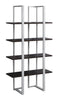 Bookshelves Modern Bookshelf - 13'.25" x 32" x 60" Cappuccino, Silver, Mdf, Metal - Bookshelf HomeRoots