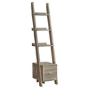 Bookshelves Modern Bookshelf - 69" Dark Taupe Particle Board Ladder Bookcase with a Storage Drawer HomeRoots