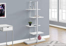 Bookshelves White Bookshelf - 13" x 32" x 60" White, Silver, Mdf, Metal - Bookshelf HomeRoots