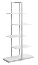 Bookshelves White Bookshelf - 13" x 32" x 60" White, Silver, Mdf, Metal - Bookshelf HomeRoots