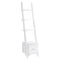 Bookshelves White Bookshelf - 69" White Particle Board Ladder Bookcase with a Storage Drawer HomeRoots
