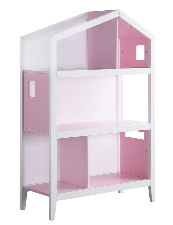 Bookshelves Wooden Bookshelf - 14" X 33" X 50" White Pink Wood Bookcase HomeRoots