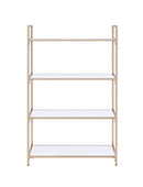 Bookshelves Wooden Bookshelf - 16" X 37" X 60" White High Gloss Gold Metal Wood Bookshelf HomeRoots