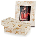 Boxes Wooden Box - 6" x 10" x 3" Natural & Gold, Bone - Boxes Set of 2 HomeRoots