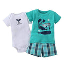 Boys 3 Piece Bodysuit Tshirt and Shorts Set-Beige-9M-JadeMoghul Inc.