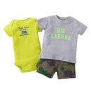Boys 3 Piece Bodysuit Tshirt and Shorts Set-Black-9M-JadeMoghul Inc.
