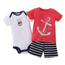 Boys 3 Piece Bodysuit Tshirt and Shorts Set-Green-9M-JadeMoghul Inc.