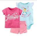 Boys 3 Piece Bodysuit Tshirt and Shorts Set-Pink-9M-JadeMoghul Inc.