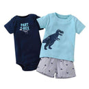 Boys 3 Piece Bodysuit Tshirt and Shorts Set-Purple-9M-JadeMoghul Inc.