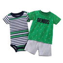 Boys 3 Piece Bodysuit Tshirt and Shorts Set-White-9M-JadeMoghul Inc.