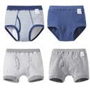 Boys 4 Pcs Soft Organic Cotton Briefs And Boxers Set-Grey-3T-JadeMoghul Inc.