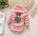 Boys Cable Knit Bear Design Pullover Turtleneck Sweater-picture color-9M-JadeMoghul Inc.