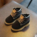 Boys Casual PU Leather Lace Up Boots-black fur-11-JadeMoghul Inc.