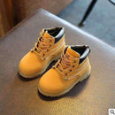 Boys Casual PU Leather Lace Up Boots-yellow fur-11-JadeMoghul Inc.