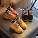Boys Casual PU Leather Lace Up Boots-yellow fur-11-JadeMoghul Inc.
