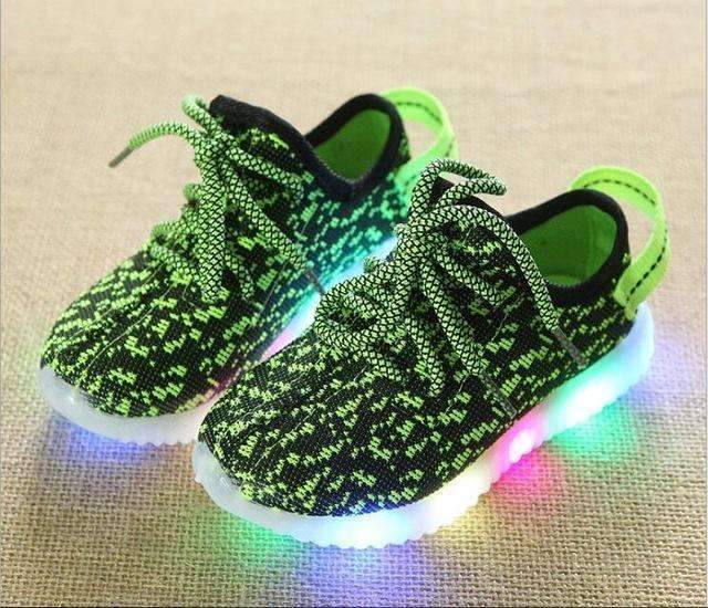 Boys Colorful light Up Breathable Mesh Running Shoes-green-6.5-JadeMoghul Inc.
