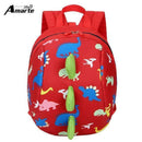 Boys Cute Cartoon Dinosaur Backpack-Red-JadeMoghul Inc.
