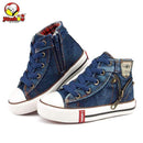 Boys Denim Canvas Running shoes With Zipper Closure-Dark blue-8.5-JadeMoghul Inc.