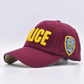 Boys High Quality Cotton Embroidered Police Baseball Caps-Wine Red-JadeMoghul Inc.