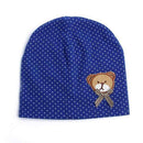 Boys Polka Dot Bear Print Cotton Beanie Hat-BL-JadeMoghul Inc.