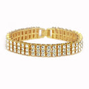 Men Triple Layers Plated Alloy Crystal Bracelet