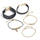 New Design Simple Lace Alloy Moon Star Decor 5pcs/set Bracelets
