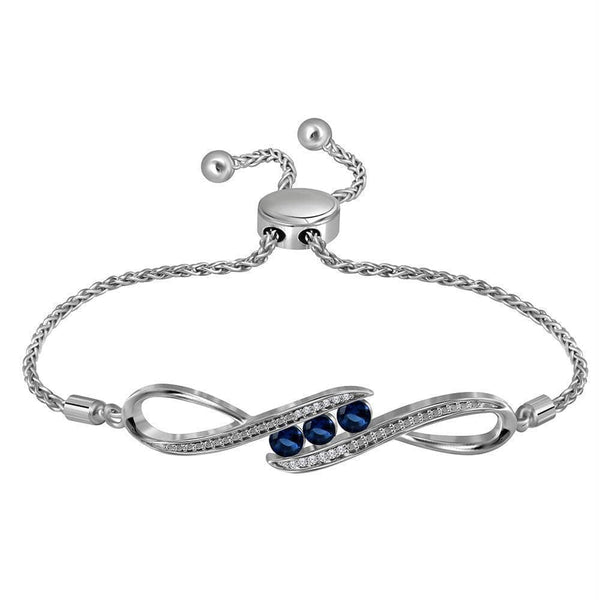 Bracelets Sterling Silver Womens Round Lab-Created Blue Sapphire Bolo Bracelet 1-2 Cttw JadeMoghul