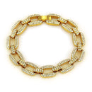 Unique Geometric Square Shape Alloy Chain Men Rhinestone Bracelet