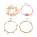 Unique Irregular Shell Strand Design Women Shell Decor 4pcs/set Vacation Bracelets
