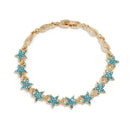 Women Shiny Rhinestone Decor Classic Star Shaped Linked Bracelet