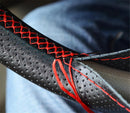 Braid On Steering Wheel Car Steering Wheel Cover With Needles and Thread Artificial leather Diameter 38cm Steering cover couvre JadeMoghul Inc.
