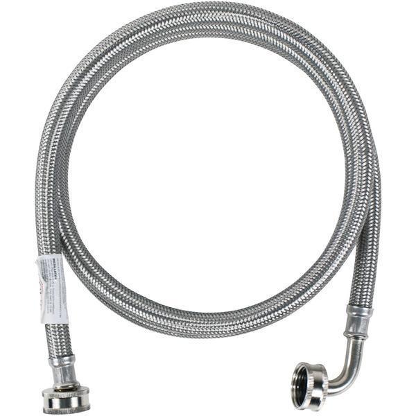 Braided Stainless Steel Washing Machine Hose with Elbow, 6ft-Washing Machine Connection & Accessories-JadeMoghul Inc.