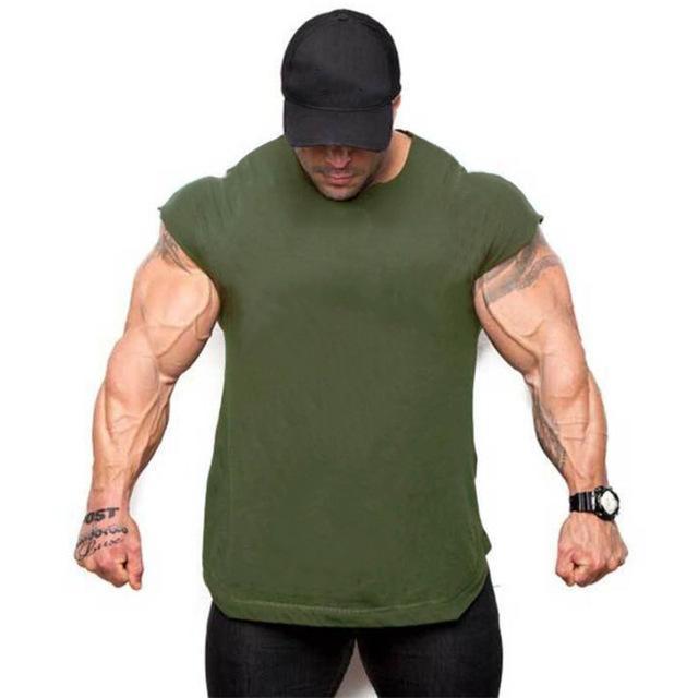 Brand Gyms Tank Top Mens Sleeveless t shirts Summer Cotton Slim Fit Men Clothing Bodybuilding Undershirt Golds Fitness tops tees-Army Green-M-JadeMoghul Inc.