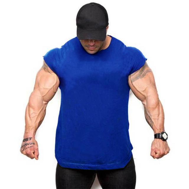 Brand Gyms Tank Top Mens Sleeveless t shirts Summer Cotton Slim Fit Men Clothing Bodybuilding Undershirt Golds Fitness tops tees-Blue-L-JadeMoghul Inc.