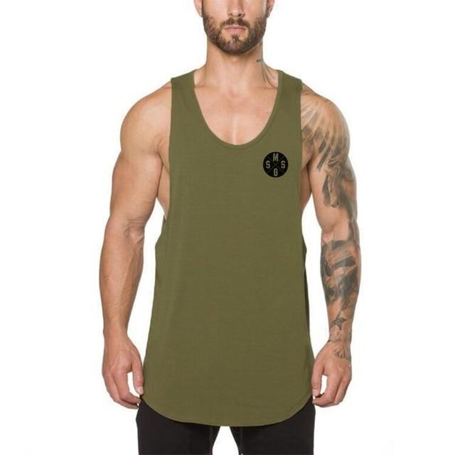 Brand mens sleeveless t shirts Summer Cotton Male Tank Tops gyms Clothing Bodybuilding Undershirt Golds Fitness tanktops tees-ArmyGreen03-L-JadeMoghul Inc.