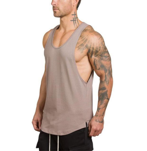 Brand mens sleeveless t shirts Summer Cotton Male Tank Tops gyms Clothing Bodybuilding Undershirt Golds Fitness tanktops tees-Khaki-L-JadeMoghul Inc.