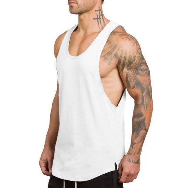 Brand mens sleeveless t shirts Summer Cotton Male Tank Tops gyms Clothing Bodybuilding Undershirt Golds Fitness tanktops tees-White-L-JadeMoghul Inc.