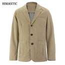 Brand New blazer men Casual Blazer Cotton Denim Parka Men's slim fit Jackets Army Green Khaki Large Size M - XXXL 4XL Coat-Khaki-M-JadeMoghul Inc.
