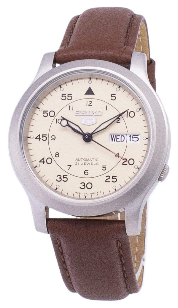 Branded Watches Seiko 5 Military SNK803K2-SS5 Automatic Brown Leather Strap Men's Watch Seiko