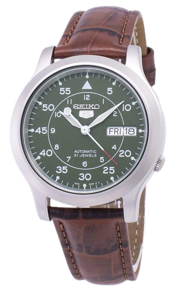Branded Watches Seiko 5 Military SNK805K2-SS2 Automatic Brown Leather Strap Men's Watch Seiko