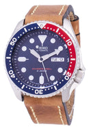 Branded Watches Seiko Automatic SKX009J1-LS17 Diver's 200M Japan Made Brown Leather Strap Men's Watch Seiko