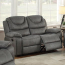 Breathable Leather, Solid Pine & Plywood Reclining Loveseat, Grey-Loveseats-Grey-Breathable Leatherette Plywood solid pine frame-JadeMoghul Inc.