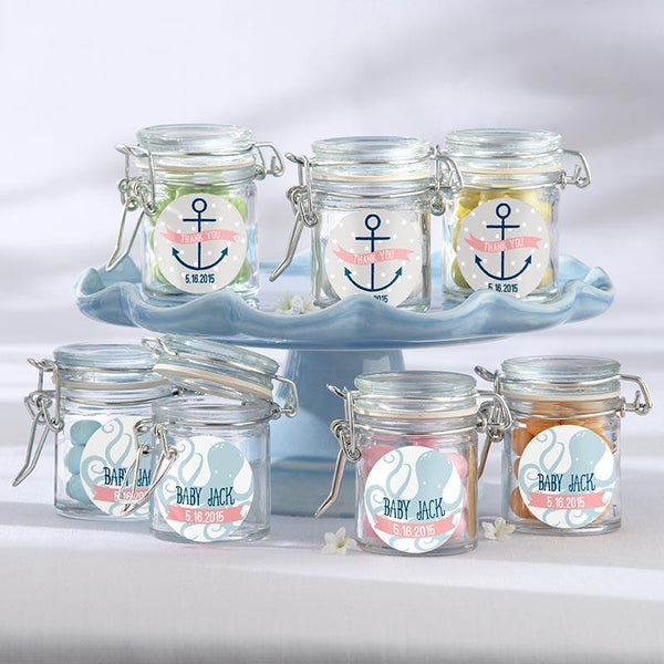 Bridal Shower Decorations Personalized Glass Favor Jars - Kate's Nautical Baby Shower Collection (Set of 12) Kate Aspen
