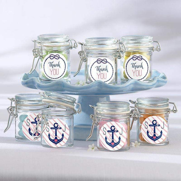 Bridal Shower Decorations Personalized Glass Favor Jars - Kate's Nautical Bridal Shower Collection (Set of 12) Kate Aspen