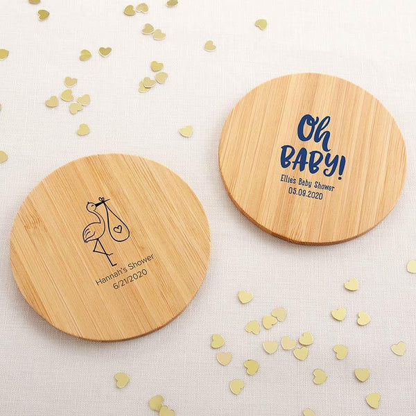 Bridal Shower Decorations Personalized Wood Round Coaster - Baby Shower (3 Sets of 12) Kate Aspen