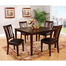 Bridgette I Transitional Style Five Piece Dining Set, Espresso Finish-Dining Sets-Dark Brown-Leatherette Solid Wood Wood Veneer & Others-JadeMoghul Inc.
