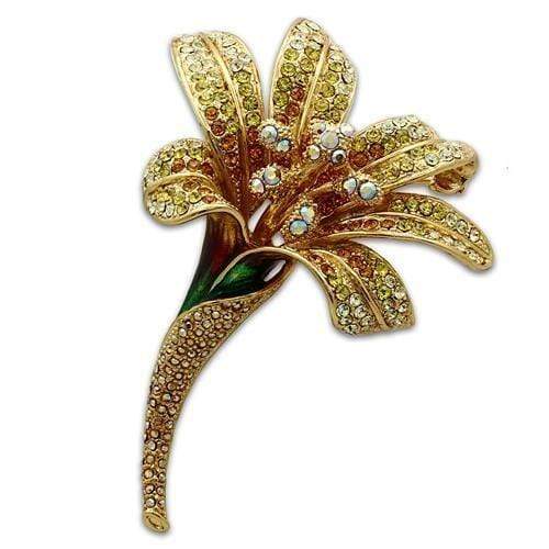 Brooch For Women LO2390 Gold White Metal Brooches with Top Grade Crystal