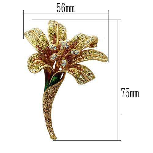 Brooch For Women LO2390 Gold White Metal Brooches with Top Grade Crystal
